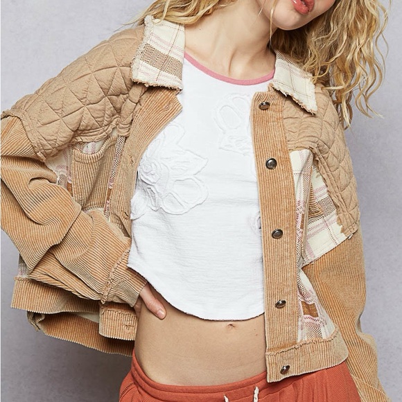 POL Jackets & Blazers - NWOT🤍POL Corduroy Jacquard Patchwork Jacket Small